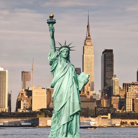 Tableau New York Statue de la Liberté | Tableau chambre d'ado gris | Tableau sur toile moderne idéal pour salon & couloir - 0,5 x 0,5 m (1/2)