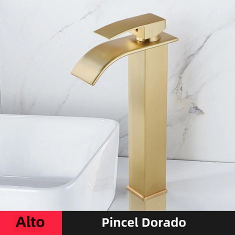 Robinet d'eau chaude et froide moderne en acier inoxydable à poignée unique (Gold-Long) (1/3)