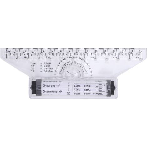 Irovami Règle à rouleau pour le dessin de lignes parallèles, d'arcs et de courbes, avec rapporteur intégré, 15 cm / 5,91 pouces (1/5)