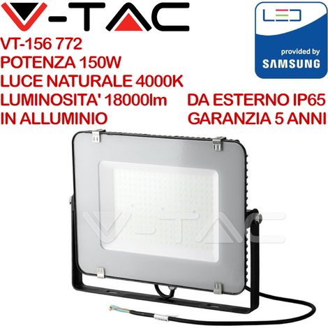 150W LED PROIETTORE SMD SAMSUNG CHIP SLIM CORPO NERO 4000K 120LM/W - Luce NATURALE (1/5)