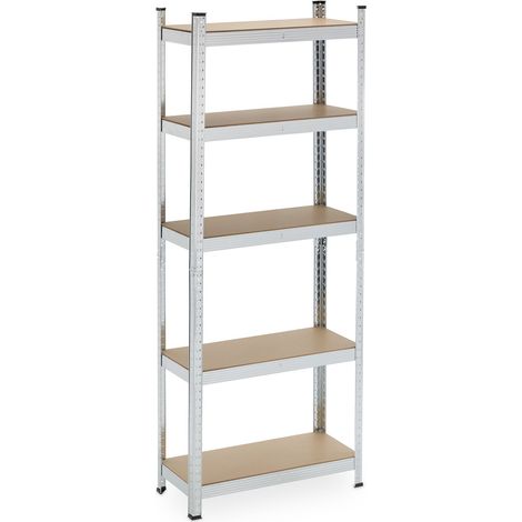 Scaffale portaoggetti regolabile spazioso garage officina 90 x 35 x 175 cm stile moderno in metallo argentato 130012650