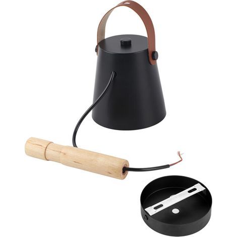 Modern iron and wood bedroom wall lamp porch hallway study light fixture bedroom decor (black) (1/5)