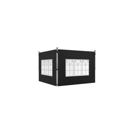 Set aus 2 Seitenwänden für einen 3 x 3 m großen Pavillon, Pavillonwand mit Fenster, 295 x 195 cm, schwarz