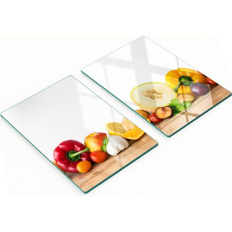 Tablas decorativas de vidrio para cortar y servir frutas y verduras, 2 x 40 x 52 cm. (1/5)