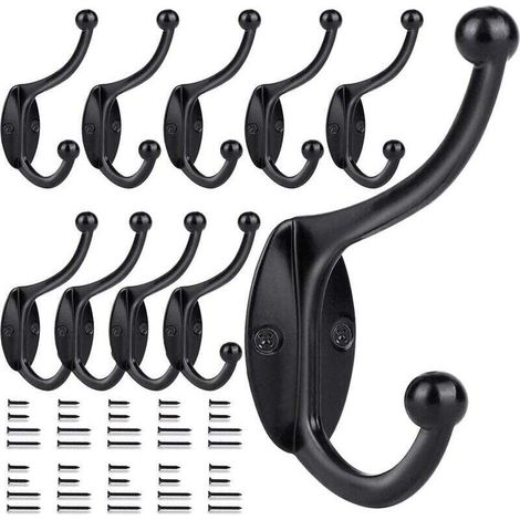 Set mit 10 Wandhaken, schwarz, 100 mm