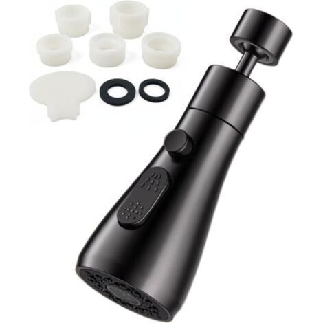 Brise Jet Robinet Cuisine 3 Modes Douchette pour Mitigeur Pressurisé et Anti-éClaboussures Rotation à 360 Degrés avec Adaptateur Convient aux Robinets de Cuisine et de Salle de Bain(Noir)