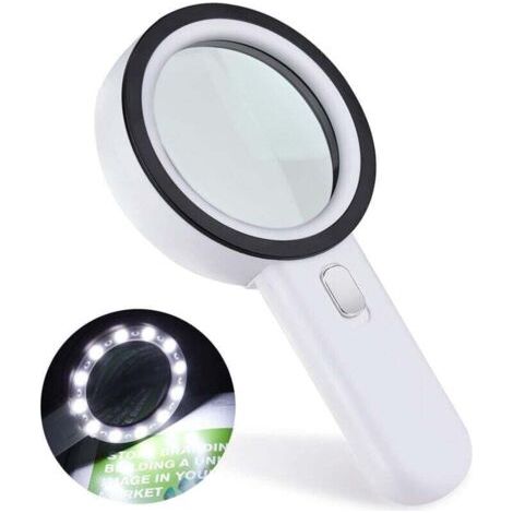 Enowelir Loupe Grossissante 30X avec 12 LED, Loupe Lumineuse de Poche pour Bijouterie, Horlogerie, Artisanat et Lecture (1/4)