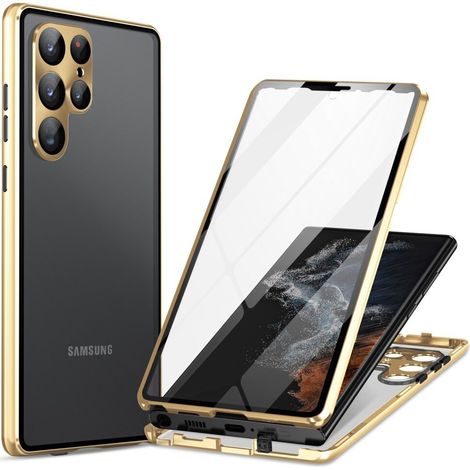 Custodia magnetica in doppio vetro per Samsung Galaxy S24 Ultra, colore oro. (1/2)