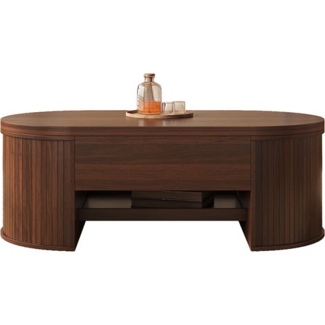 Table basse, en bois, avec étagère, pour salon, étagère escamotable et plateau soulevable. Fonctionnelle et design, style moderne