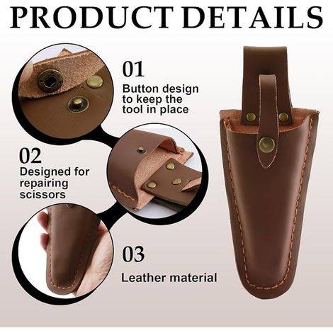 Leather Pruning Shears or Tongs Case - Leather Garden Tool Holder - Pruning Shears, Scissors, Tweezers, Gardeners Accessory (1/4)