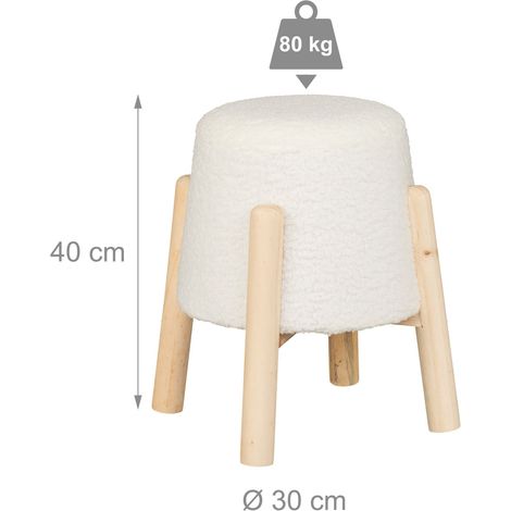 Sgabello decorativo e comodo 45 x 45 x 45 cm per soggiorno o camera da letto atmosfera accogliente in tessuto grigio 130016898