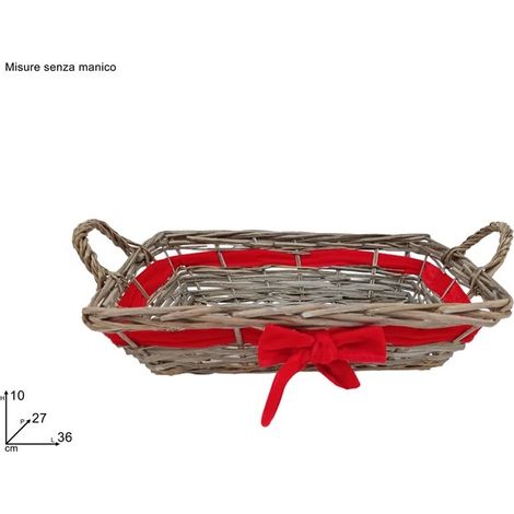 Cesta Regalo Decorativa Grigia con Fiocco Rosso 36 x 27 cm (1/2)