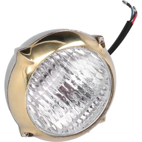 Phare de moto rond 4 pouces 12 V, lentille transparente, lunette dorée polie, fond argenté, universel pour motos rétro (1/5)