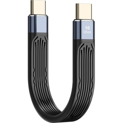Câble USB C Court 13.15cm, 60W USB C Mâle Vers C Mâle Charge Rapide 10Gbps Transfert de Données Câble Souple FPC Mini Cable USB C pour Téléphone Portable Smartphone Tablette Appareil (1/5)