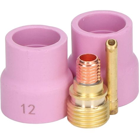 4-teiliges WIG-Schweißzubehörset: Keramikdüse 2,4 mm, Gaslinse, Schrägmundelektrodenklemme (1/5)