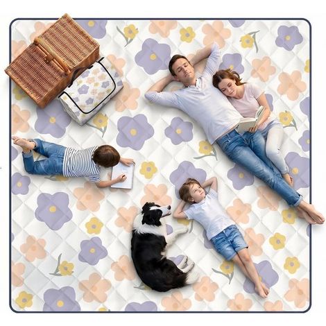 Manta de picnic de 200x200 cm，lona para el suelo del camping，alfombra de playa impermeable para camping al aire libre，playa (morado) (1/2)