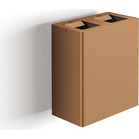 Pattumiera a Muro a 2 Scomparti Totale 40 L 51x28x56 cm con Contenitori Interni in Acciaio Verniciato Corten