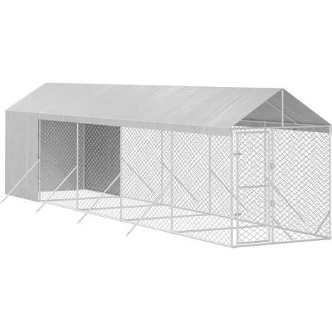 Jaula para perrera exterior para perros con techo plateado 2 x 10 x 2,5 m Plata 020041894