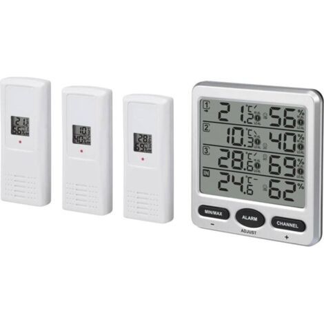 Thermo-hygromètre intérieur/extérieur sans fil LCD numérique 433 MHz à 8 canaux avec trois capteurs à distance Fonction d'alarme de niveau de confort d'hygromètre (1/4)