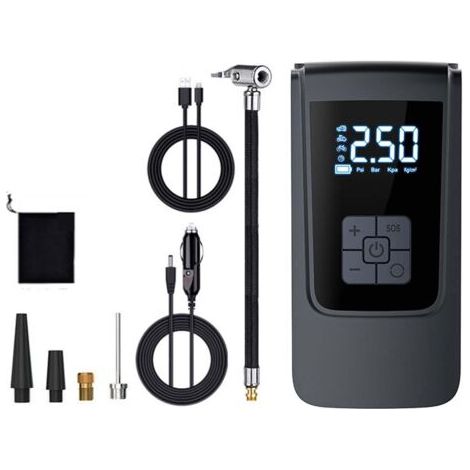 Pair Compresseur d'air portable, mini pompe à air électrique 4000 mAh, pompe à vélo électrique avec écran LCD numérique, 4 modes, gonfleur de pneu de voiture rechargeable pour vélos, motos, scooters,