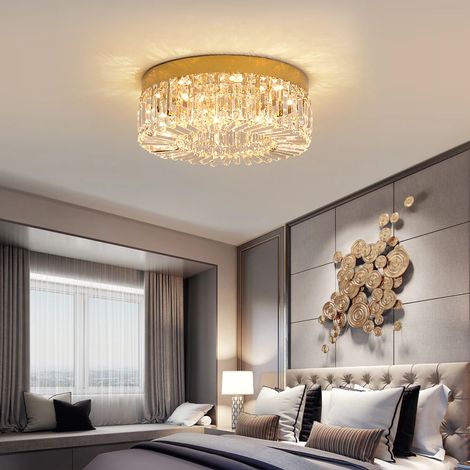 Plafonnier cristal or – 40 cm – LED – Salon – Design moderne (1/5)