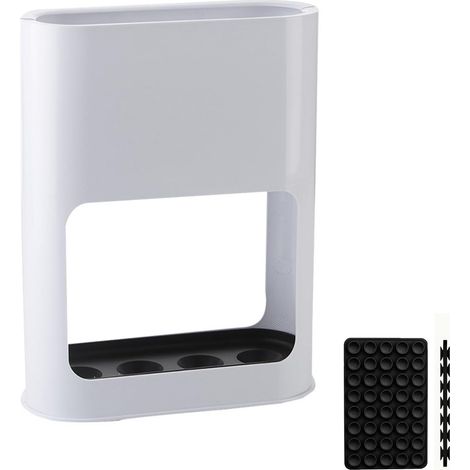 Porte-parapluie blanc avec ventouse en silicone anti-basculement - Avec bac d'égouttement amovible - 4 fentes pour parapluies longs et courts (1/5)