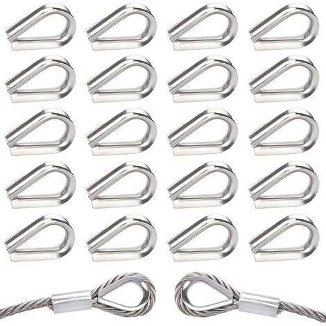 40 Pièces M5 Cosses de Câble Métallique en Acier Inoxydable 304 Cosse Coeur pour Cable Acier pour Câble Métallique 5mm (1/5)