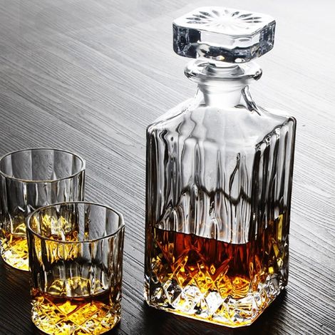 Trade Shop - Botella De La Vendimia Para El Licor De Wiskey Cognac Whisky En Vidrio Con Gorro De 9x23cm - (1/4)