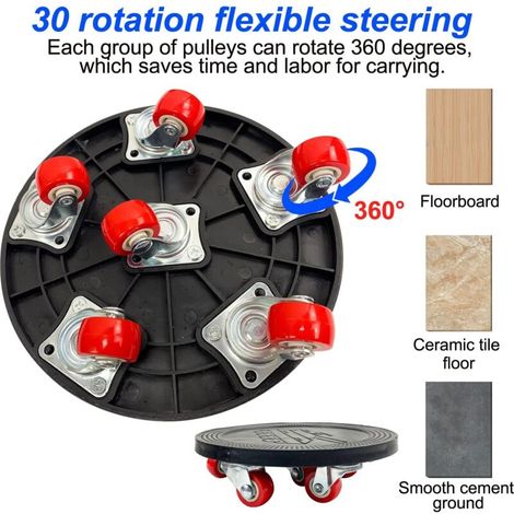 Kit per il trasporto di mobili pesanti, sollevatore per mobili + 4 ruote piroettanti, carrello scorrevole, capacità di carico 1250 kg, 6 ruote (1/4)