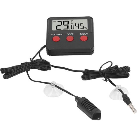Petit thermomètre hygromètre numérique 2 sondes pour couveuse et terrarium reptile ABS 1 pile AAA non incluse (1/5)