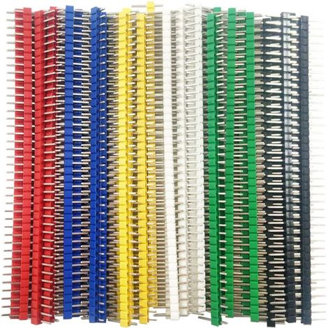 72 Pièces 2,54 mm PCB Board Pin Header Connector Strip 40 Broches Tête Mâle Connecteur à Broche pour Arduino Prototype Shield 6 Couleurs, 12 Pièces Chacune (1/4)