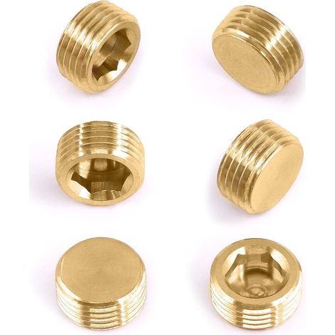Lot de 6 raccords de tuyau en laiton NPT à tête fraisée hexagonale interne Filetage mâle 1,27 cm (1/5)
