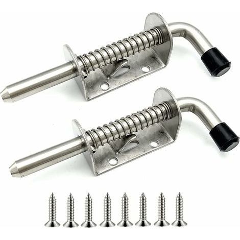 Lot de 2 verrous à ressort en acier inoxydable 304 – 128 mm x 47 mm – Résistant à la corrosion – Pour portes de garage et abris de jardin (1/4)