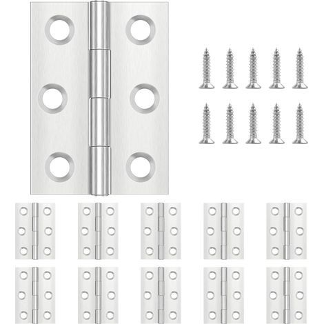 Lot de 20 charnières pliantes 44 mm × 31 mm, charnière en acier inoxydable, charnière piano, petite charnière, charnière de porte pour portes, fenêtres, armoires avec 120 vis (1/5)