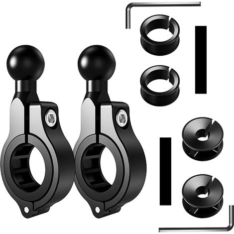 2 Support à Bille, Alliage d'Aluminium, Caoutchouc, Guidon Moto Vélo