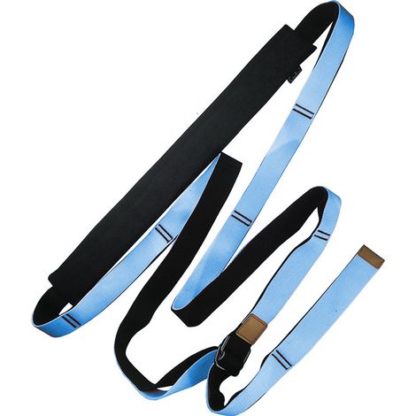 Sangle de yoga pour étirements, appareil d'entraînement à la flexibilité des jambes arrière, disponible en bleu. (1/4)