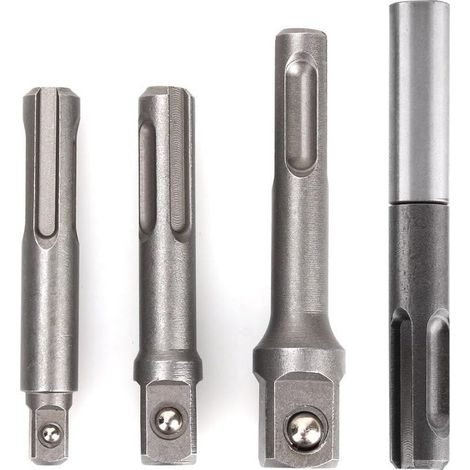 4er-Set SDS-Plus-Adapter – Chrom-Vanadium-Stahl – Sechskant- und Vierkant-Umrüstung – Bohren und Schrauben – Professionelles Heimwerker-Set (1/5)