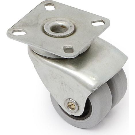 rueda giratoria rota aro doble goma ø40 plástico zincado placa cuadrada 52x52mm. (1/3)