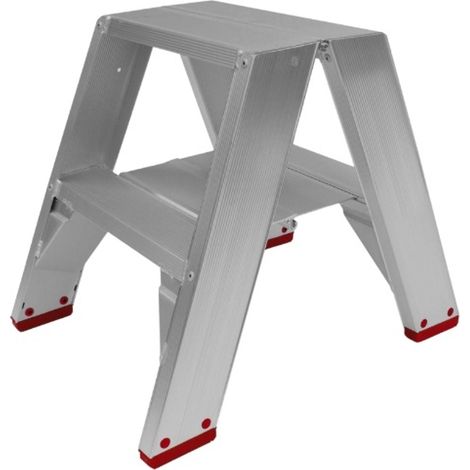 PROVOST - Escabeau double accès en aluminium inox - 2 marches