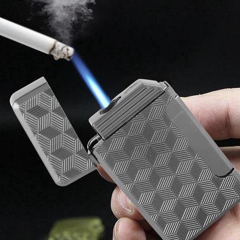 Briquet droit coupe-vent Isqueiro, briquet à pétrole/gaz, briquet à gaz, briquet pour fumeurs, cadeau d'affaires, carré noir (1/5)