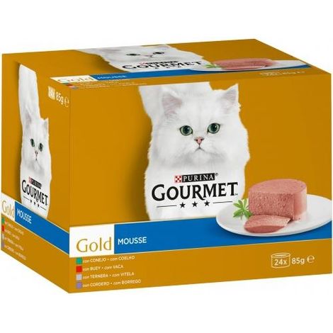 Purina Gourmet Gold Mousse Multi Variedad - Comida Humeda para Gato - 24x85 g (1/4)