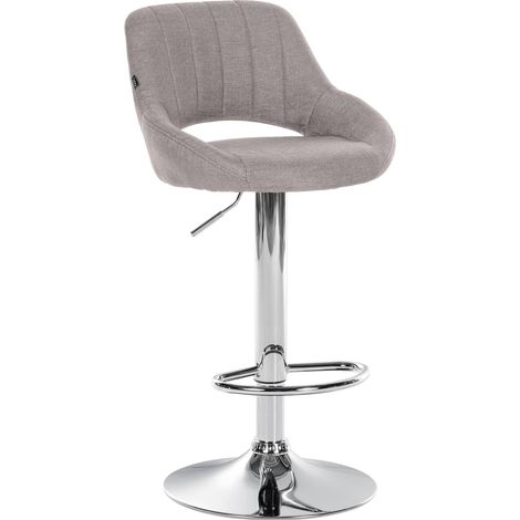 Tabouret de bar x1 réglable en hauteur en tissu gris dossier ajouré et pied métal chromé 100005943 (1/5)