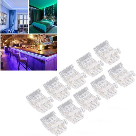 Connecteur pour ruban LED COB vers fil, adaptateur LED, connecteur transparent sans soudure 3 broches 10 mm pour ruban LED, connecteur pour éclairage sur rail sans espace (1/5)