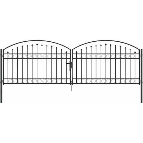 Puerta de cerca ASSEN 401 x 175,5 cm Acero Gris Con cerradura vidaXL