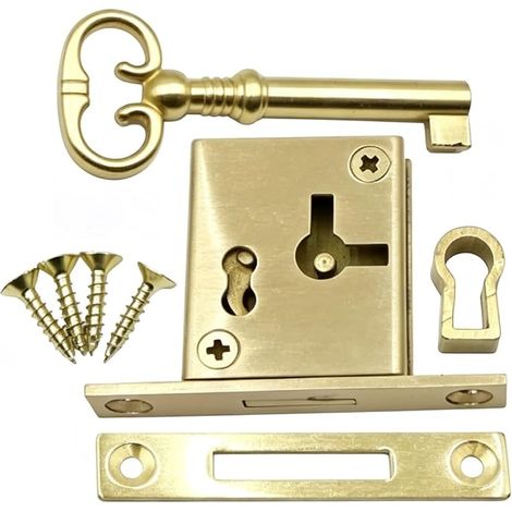 Ensemble De Serrures avec Clés, 5,6x3,9cm Serrure Dissimulée pour Tiroir D'armoire en Laiton, À Gauche (1/5)