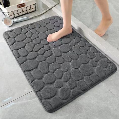 Tappetino da bagno - Tappetino per doccia - Mantiene i piedi asciutti - Schiuma extra morbida - 60x90 cm - Grigio scuro (1/5)