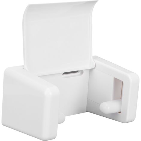 Lot porte-rouleau WC mural blanc pour salle de bain, dérouleur papier toilette métal (1/5)