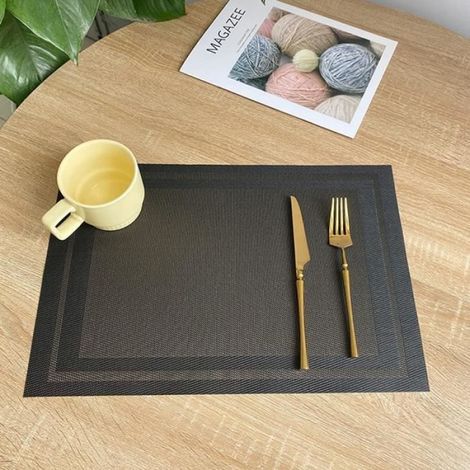 Set de Table Lot de 6 Napperons en PVC Lavables Resistant à la Chaleur Antidérapant Tapis de Table en Vinyle tissé pour Cuisine (1/4)