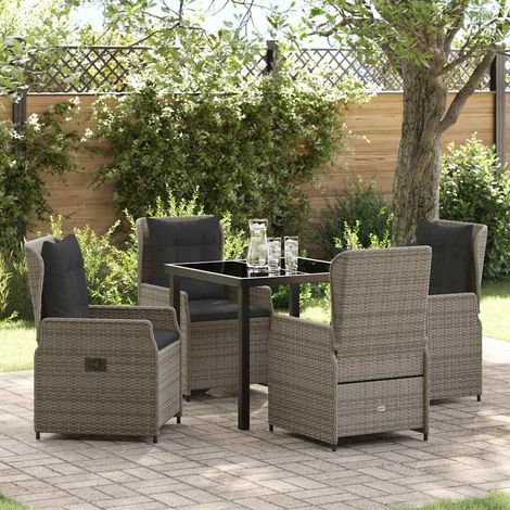 Garten Essgruppe 5 pcs Grau Poly-Rattan (1/5)