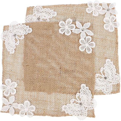 Set de Table Mariage ou Fête en Lin Beige Délicat 2pcs Résistant la Chaleur et Ferme pour Décoration de Table (1/5)